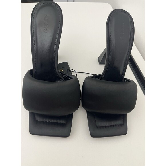 Forever 21 Women’s Sandals Heels Black Square Open Toe Size 7.5 - Picture 2 of 12